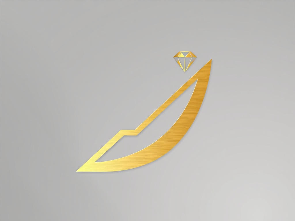 Abstract icon combining a rising arrow and a diamond, clean lines, brushed gold finish, subtle gradient background, minimalist luxury, 8k.
